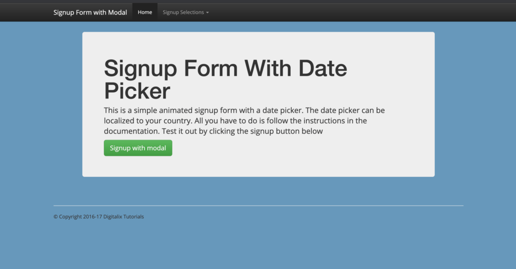 Signup Form With Date Picker